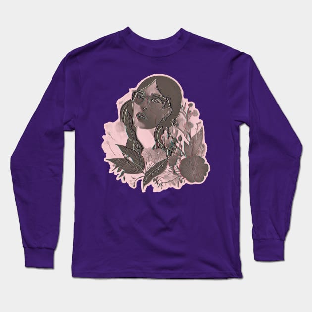 Woman With Flowers Long Sleeve T-Shirt by EunsooLee